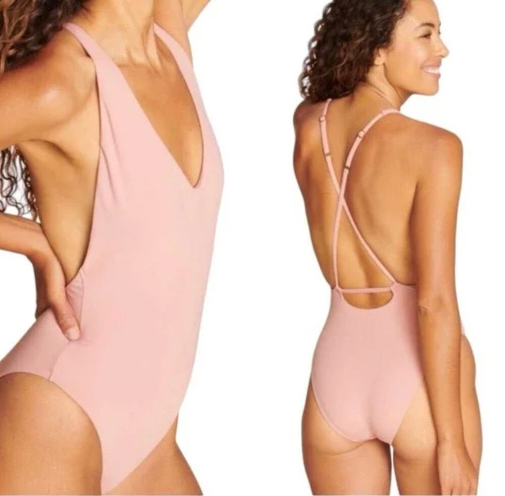 Andie Swim x Claire The Straddie One Piece in Lily Pink Women's Size Large NWT